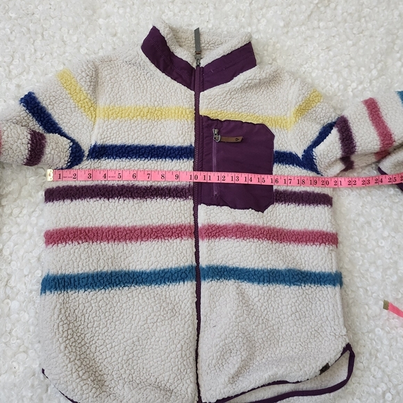 Colorful Striped Teddy Jacket Women’s Sz L Cozy Fall Spring Streetwear Outerwear - Picture 6 of 13